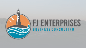 FJ Enterprise logo overlaid over top of an aerial photo of an office building